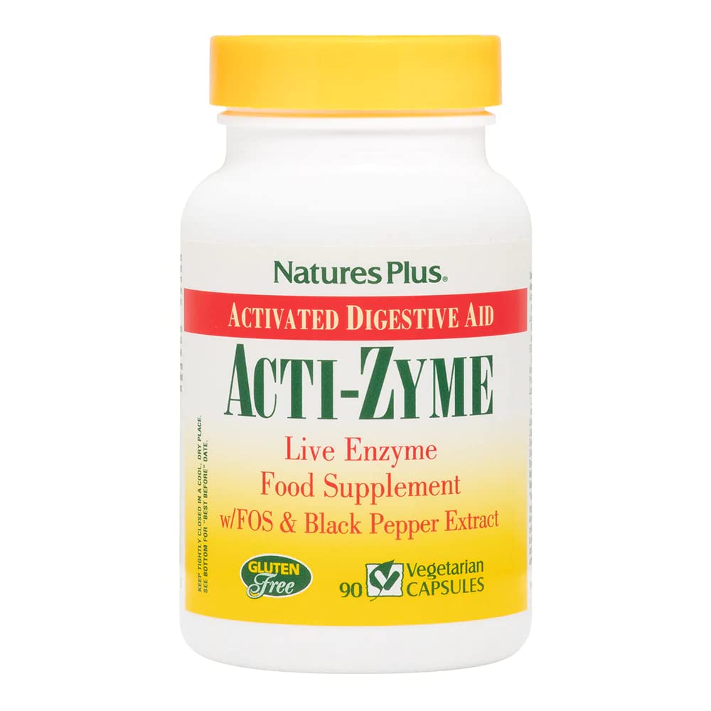 NaturesPlus ActiZyme - Digestive Enzymes Supplement with Probiotics, Bromelain, Lactase, Legumase - Gluten Free, Vegetarian - 90 Capsules - BeesActive Australia