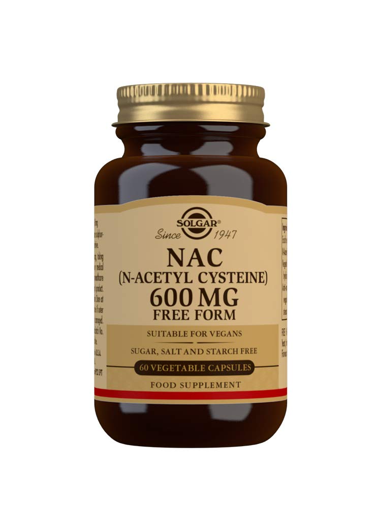 Solgar NAC (N-Acetyl-L-Cysteine) 600 mg Vegetable Capsules - Pack of 60 - Healthy Skin, Hair and Nails - Vegan - BeesActive Australia