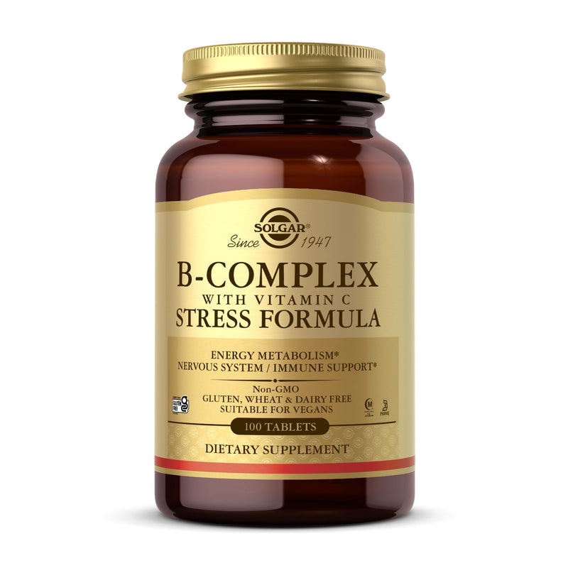 Solgar Vitamin B-Complex with Vitamin C Tablets - Pack of 100 - High Strength B-Complex - Energy, Immune and Nervous System Support - Vegan, Gluten Free and Kosher Fruit 100 Count (Pack of 1) - BeesActive Australia