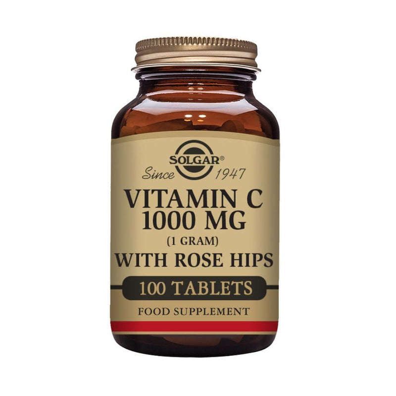 Solgar Vitamin C 1000 mg with Rose Hips Tablets - Pack of 100 - Immune System Support - For Tiredness and Fatigue - Collagen Formation Support - Vegan - BeesActive Australia