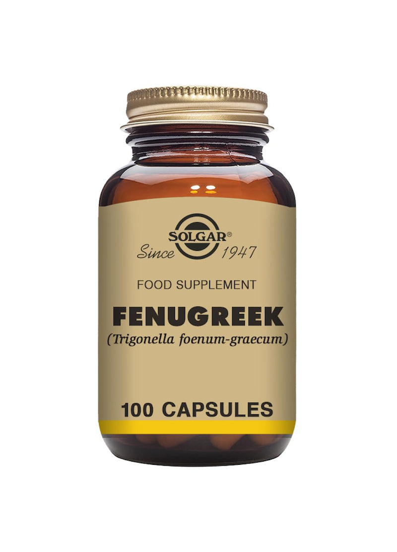 Solgar Fenugreek Vegetable Capsules - Pack of 100 - Aids Digestion and Sooths Stomach - Suitable for Daily Use - Vegan and Gluten Free Gold - BeesActive Australia