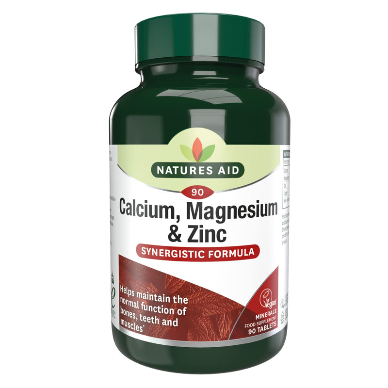 Natures Aid Calcium, Magnesium and Zinc, Maintain Normal Bones, Teeth and Muscle Function, Vegan, 90 Tablets Calcium, Magnesium and Zinc, 90 Tablets - BeesActive Australia