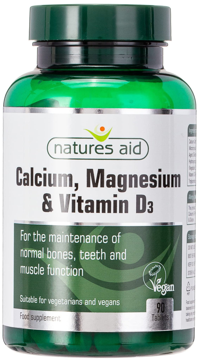 Natures Aid Calcium Magnesium and D3, Helps Maintain Normal Bones, Teeth and Muscle Function, Vegan, 90 Tablets Calcium Magnesium and D3, 90 Tablets - BeesActive Australia