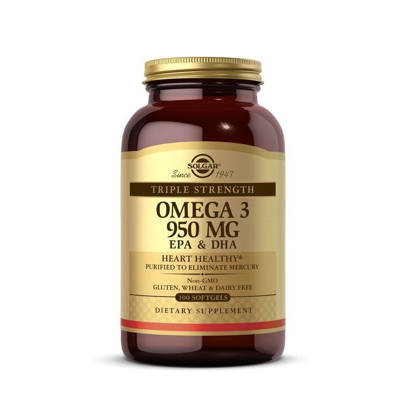 Solgar Triple Strength Omega 3 - Supports Brain & Eyes - Heart Health Friendly - Fish Oil - 100 Softgels Unflavoured 100 Count (Pack of 1) - BeesActive Australia