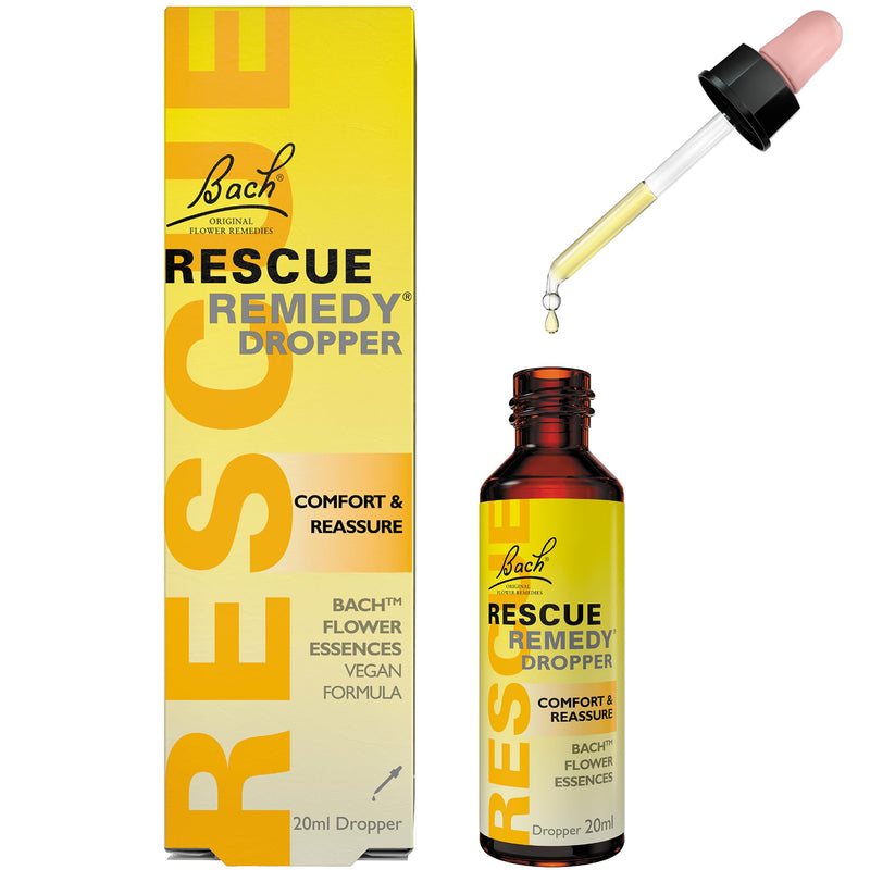 Rescue Remedy 20ml Dropper, Comfort and Reassure, Natural Emotional Wellness and Balance, 5 Flower Essence Vegan Formula, Travel Size, Great For Travel, Exams, Driving Tests, Busy days, Up To 200 Uses - BeesActive Australia