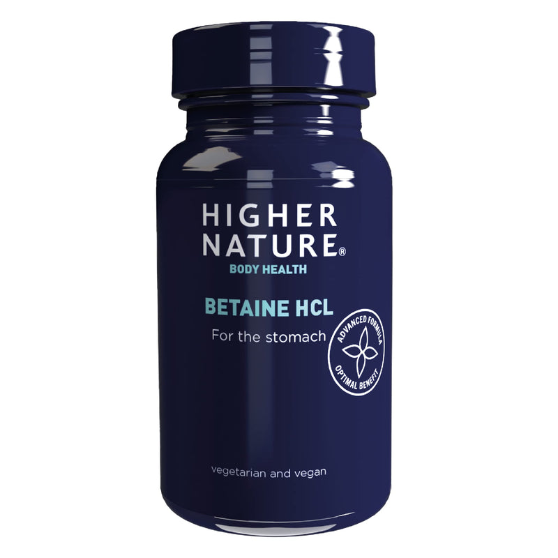 Higher Nature - Betaine HCL - for Healthy Digestion - Betaine Hydrochloride Capsules - Vegetarian & Vegan - 90 Capsules - BeesActive Australia