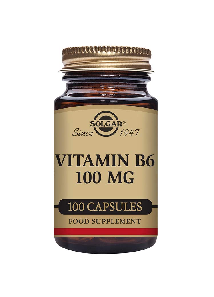 Solgar Vitamin B6 100 mg Vegetable Capsules - Pack of 100 - Supports Energy, Reduces Fatigue - Red Blood Cell Formation - Immunity - Vegan - BeesActive Australia