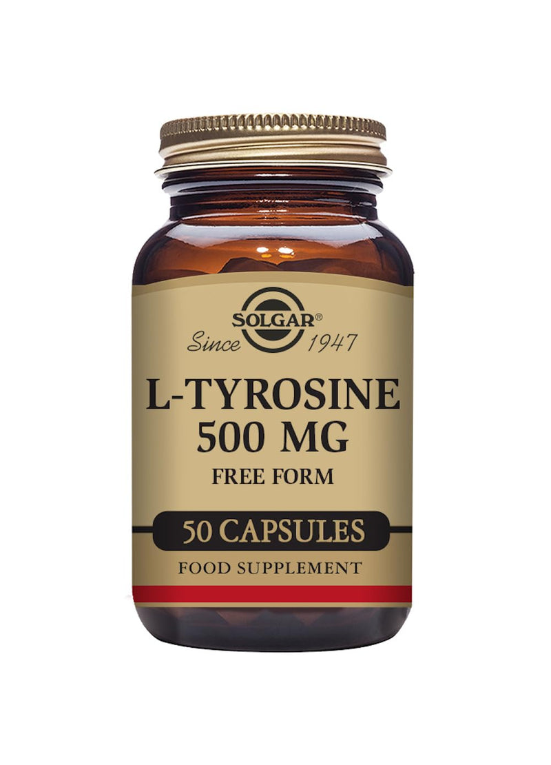 Solgar L-Tyrosine 500mg - Amino Acid - Blood & Nervous System Tissues - Vegan - 50 Vegetable Capsules - BeesActive Australia