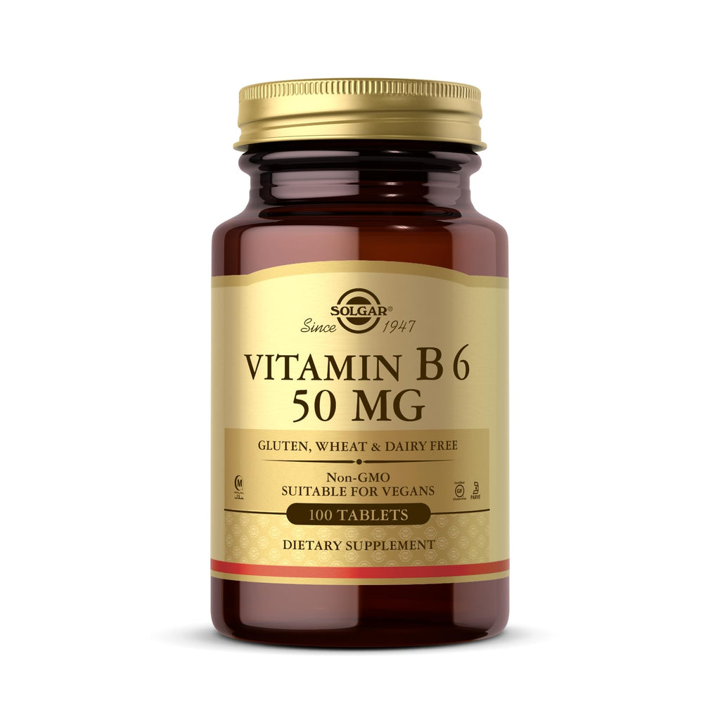 Solgar Vitamin B6 50 mg Tablets - Pack of 100 - Metabolism and Immune Support - Balanced Hormones and Red Blood Cell Formation - Vegan and Gluten Free - BeesActive Australia