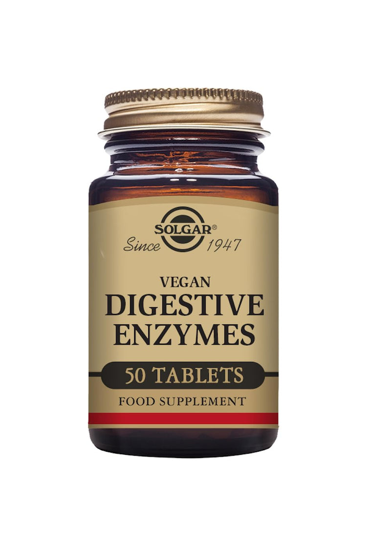 Solgar Vegan Digestive Enzymes Tablets - Pack of 50 - Lactose Free - Digestion Support - Vegan & Gluten-Free Peppermint 50 Count (Pack of 1) - BeesActive Australia