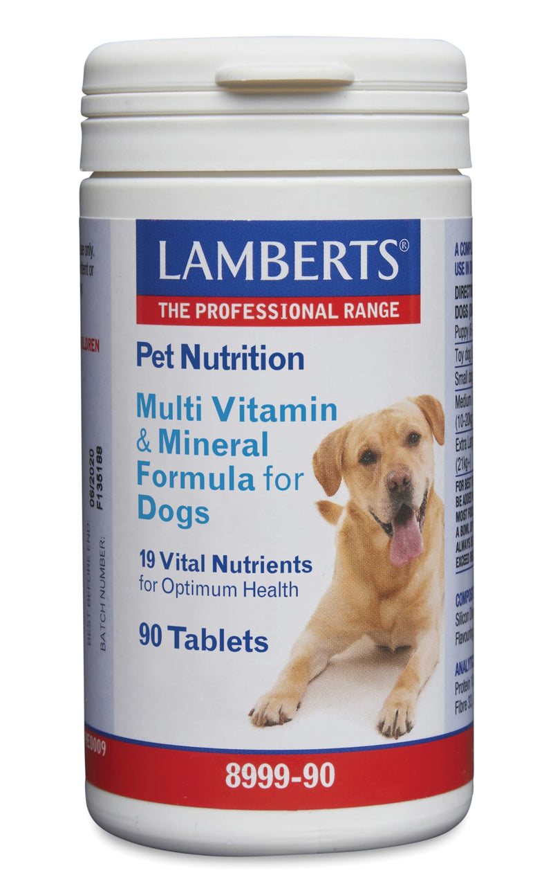 Lamberts Multivitamin for Dogs – With Zinc, Selenium & Vitamins A, C & E – Beef-Flavoured Daily Tablets – 90 Tablets of Dogs