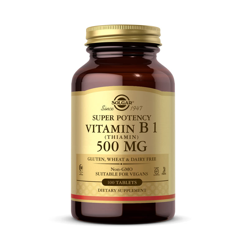 Solgar Vitamin B1 (Thiamin) 500 mg Tablets - Pack of 100 - Supports Energy Metabolism and Nervous System - Vegan - BeesActive Australia