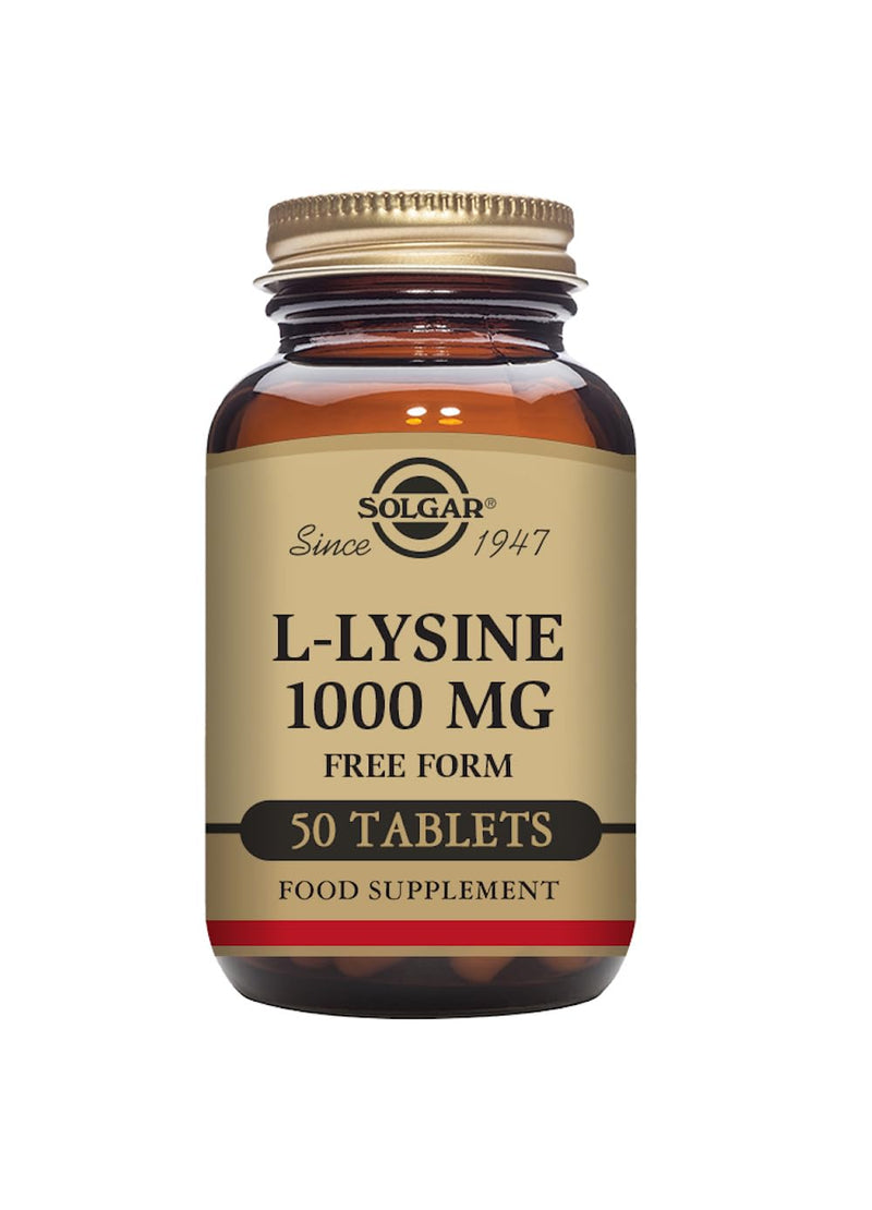 Solgar L-Lysine 1000 mg Tablets - Pack of 50 - Support For an Active Lifestyle - Vegan and Gluten Free Natural 50 Count ( Pack of 1) - BeesActive Australia