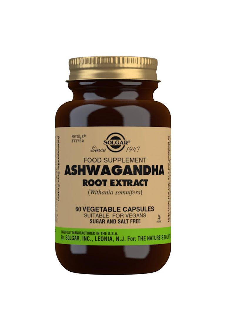 Solgar Ashwagandha Root Extract - Classified as an Adaptogen, Herbal Supplements - Ayurvedic Medicine - Vegan - 60 Vegetable Capsules - BeesActive Australia