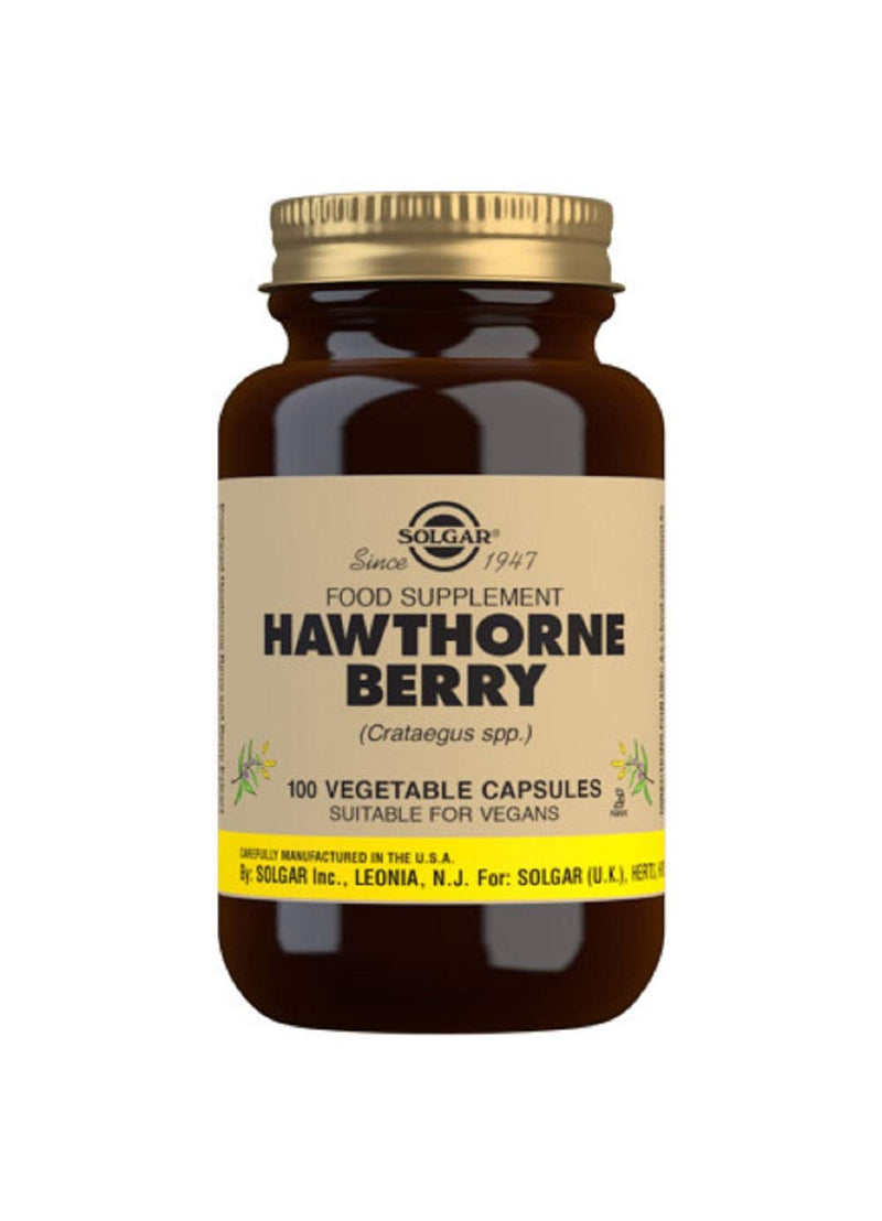 Solgar Hawthorne Berry Vegetable Capsules - Pack of 100 - Powdered Extract - Vegan, Vegetarian, Kosher - BeesActive Australia