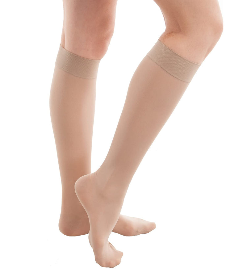 GABRIALLA Sheer Knee High Compression Stockings for Women - 20-22 mmHg, Closed Toe, Beige (L) Large - BeesActive Australia
