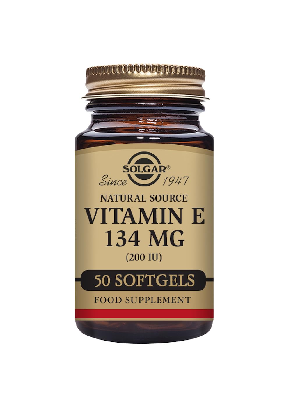 Solgar Vitamin E - Natural Source - 134 mg (200 IU) - Antioxidant - Immune System - d-Alpha Tocopherol - 50 Softgels - BeesActive Australia