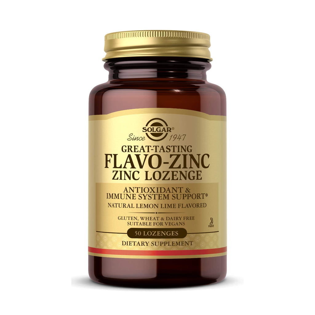 Solgar Flavo-Zinc Lozenges - Pack of 50 - Seasonal Immune Support - Healthy Skin Hair and Nails - for Increased Energy - Vegan and Gluten Free, Gold - BeesActive Australia