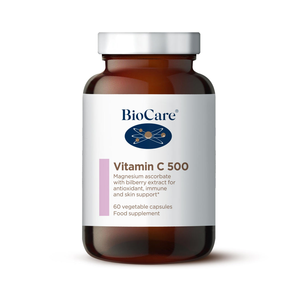 BioCare Vitamin C 500 | Magnesium Ascorbate with Bilberry Extract for Antioxidant, Immune & Skin Support - 60 Capsules - BeesActive Australia