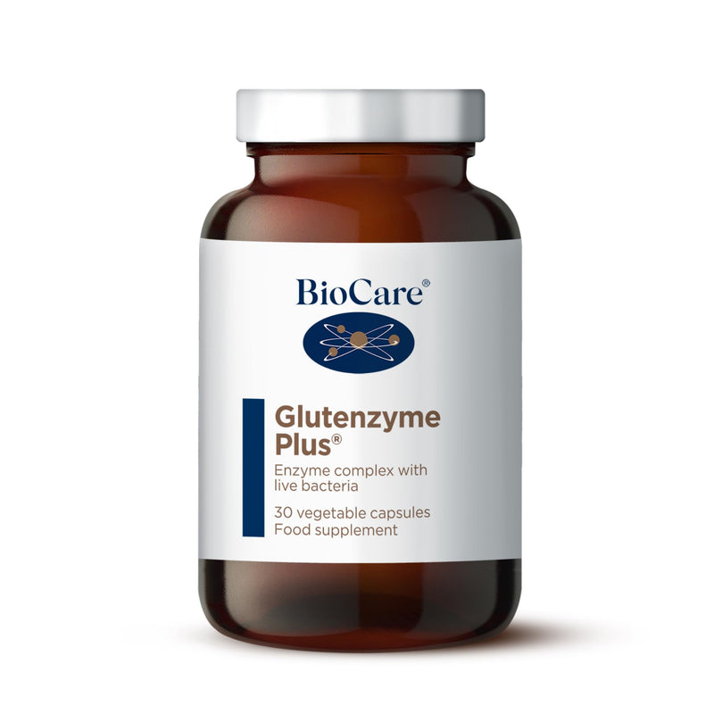 BioCare Glutenzyme Plus | Enzyme Complex with Live Bacteria | Food Supplement Suitable for Vegetarians and Vegans - 30 Capsules - BeesActive Australia