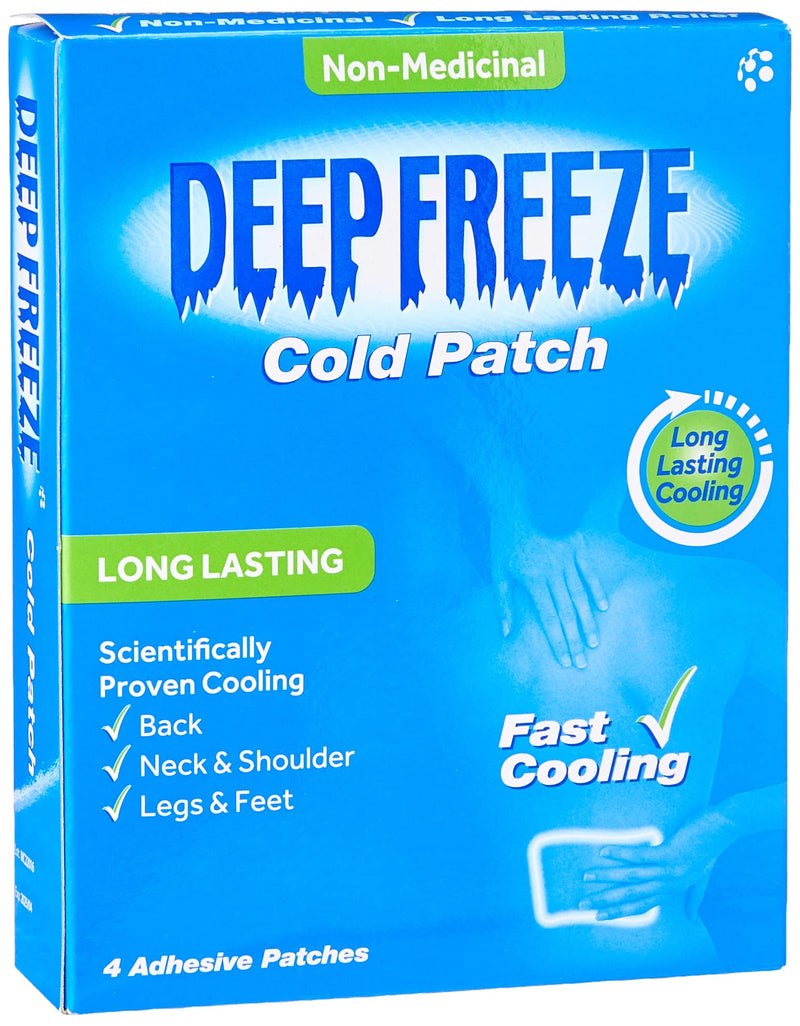 Deep Freeze Cold Patch, Non-Medicinal, Long Lasting, Fast Cooling, 4 Count (Pack of 1) 4 Count (Pack of 1) - BeesActive Australia