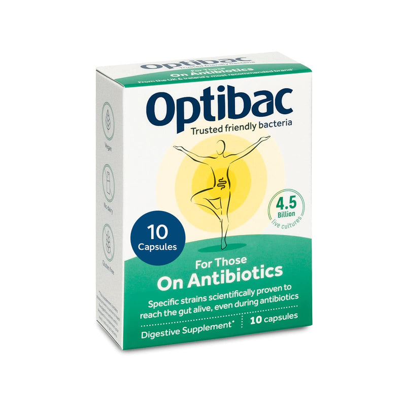 OptiBac for Those on Antibiotics | 4 Billion Friendly Bacteria Natural Supplement Course | Lactobacillus Acidophilus & Lactobacillus Rhamnosus | Researched Alongside Antibiotics | 10 Capsules, pack of 10 capsules - BeesActive Australia