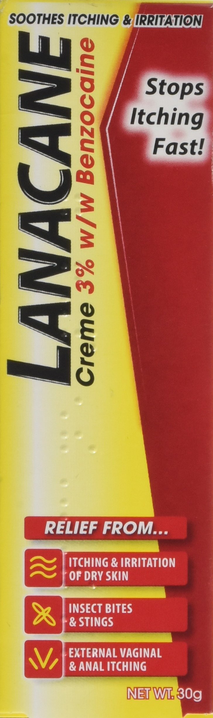 Lanacane Medicated Creme Tube, Relief From Itching, Insect Bites/Stings, Genitalia/ Anal Itching, 30 g - BeesActive Australia
