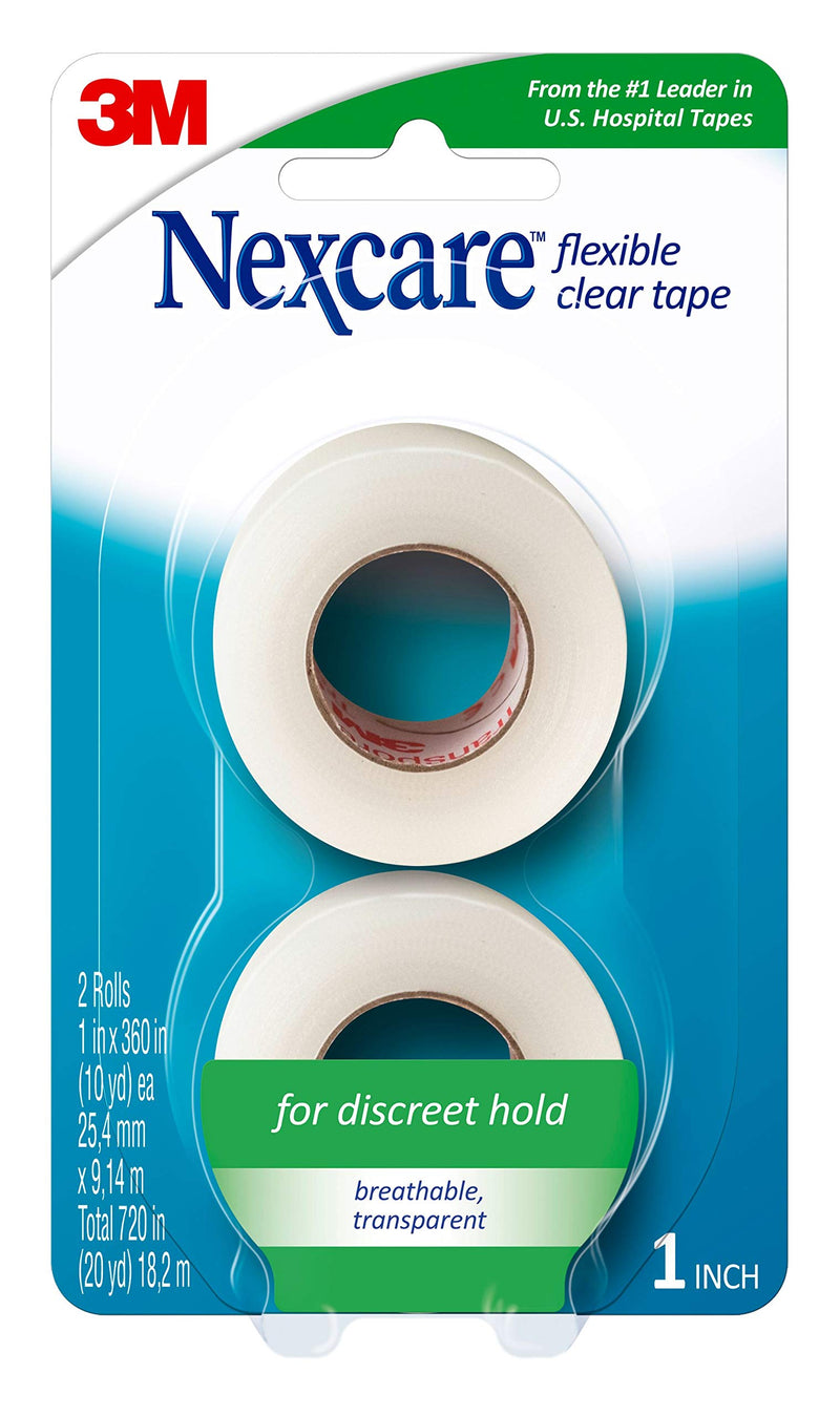 Nexcare Flexible Clear First Aid Tape, From the #1 Leader in U.S. Hospital Tapes, 1-Inch x 10-Yard Roll, 2 count - BeesActive Australia