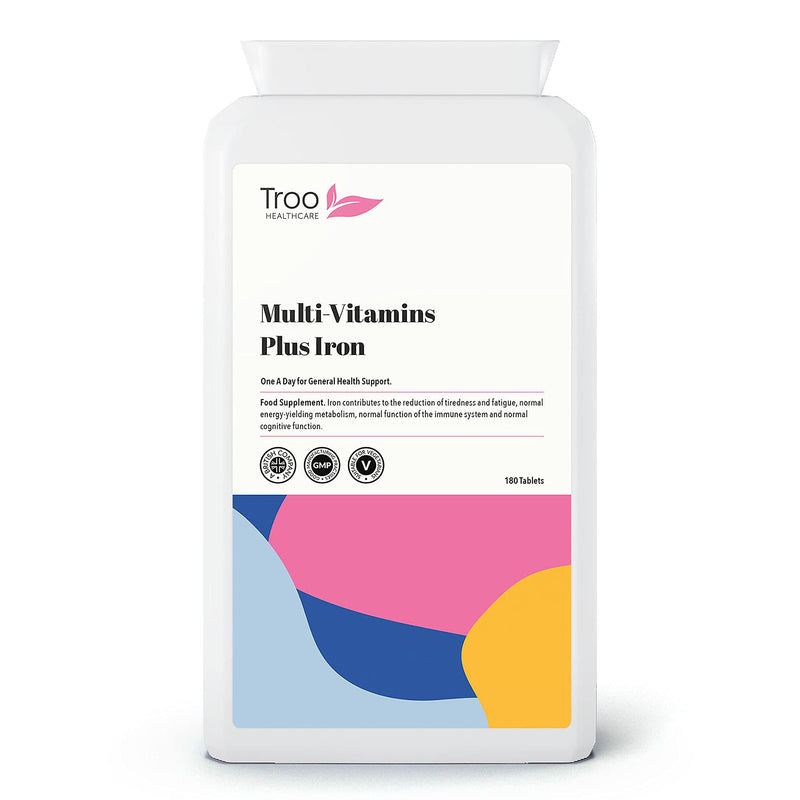 Multi Vitamins with Iron Supplement - 180 Tablets - Daily One A Day Multivitamin with Vitamin C, B, A and D � Immune Support Suitable for Men and Women - UK Manufactured to GMP Standards - BeesActive Australia