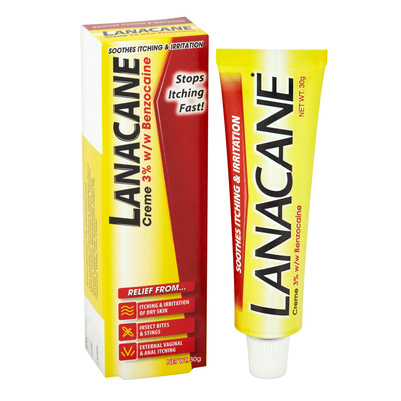 Lanacane Medicated Creme Tube, Relief From Itching, Insect Bites/Stings, Genitalia/ Anal Itching, 30 g - BeesActive Australia