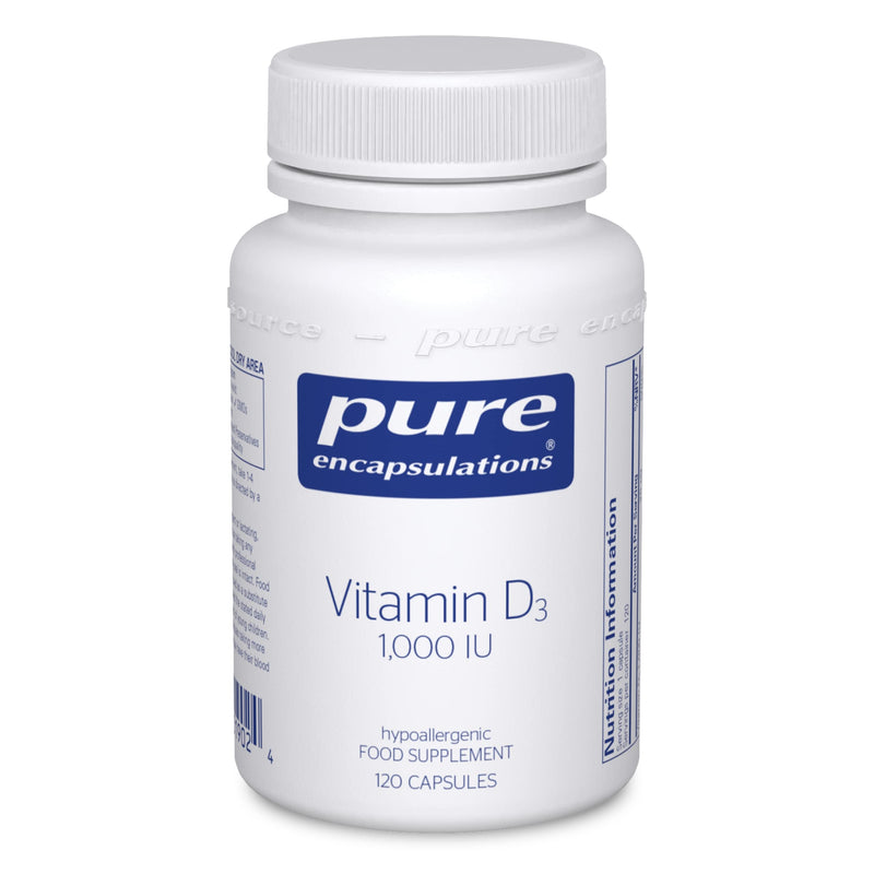 Pure Encapsulations - Vitamin D3 1,000 IU - Hypoallergenic Pure Vitamin D Supplement - Immune System, Bone and Muscle Function Support - 120 Capsules - BeesActive Australia