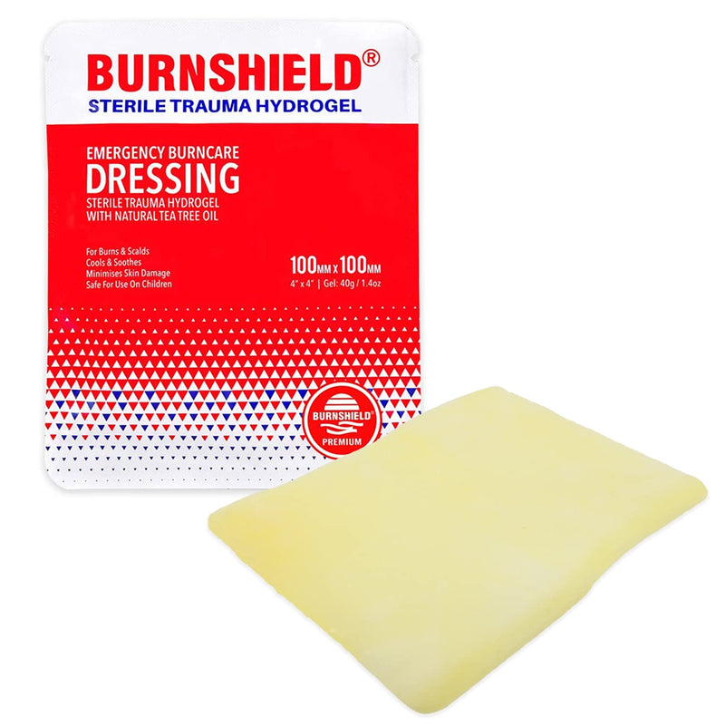Burnshield SJA75318 Premium Sterile Emergency Burn Dressing ,White,4"x4" (10cm x 10cm)"Cools The Burn" 10 x 10 cm Single - BeesActive Australia