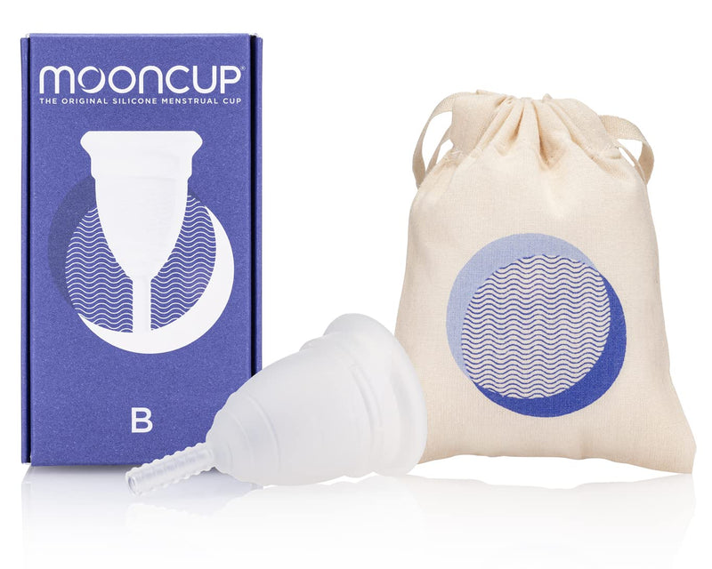 Mooncup® The Original Silicone Menstrual Cup - Size B, Reusable Soft Silicone Period Cup for Those Under 30/Not Given Birth Vaginally. Sustainable, Eco Friendly, Hypoallergenic & Great for Heavy Periods. Organic Cotton Bag Included. - BeesActive Australia