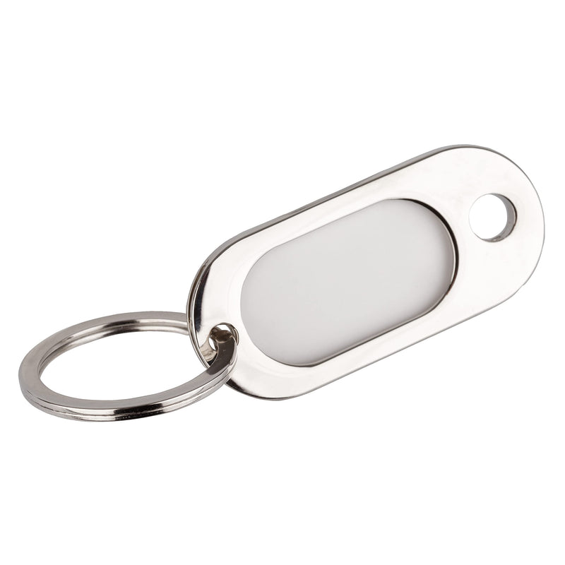 HEAVY DUTY QUALITY NICKEL PLATED METAL KEY TAG FOB WITH BLANK INSERT FOR YOUR OWN TEXT - BeesActive Australia