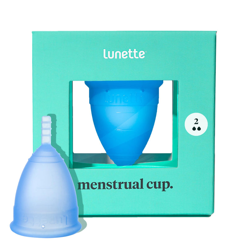 Lunette Reusable Menstrual Cup - Blue - model 2 For Normal Or Heavy Flow - (En Version) - BeesActive Australia