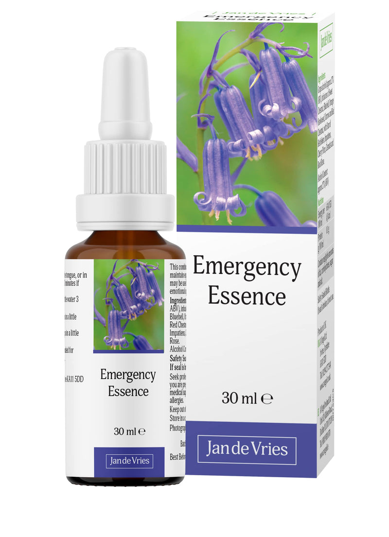 Jan De Vries Emergency Essence | Calm & Steady the Emotions | Contains Star of Bethlehem, Bluebell & Yarrow | 30ml 30 ml (Pack of 1) - BeesActive Australia