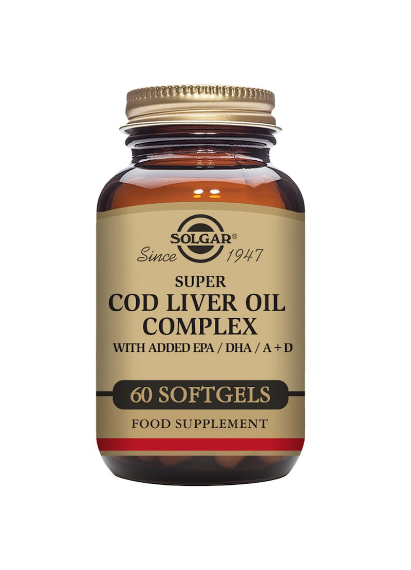 Solgar Super Cod Liver Oil Complex Softgels - Pack of 60 - Essential Fatty Acids, Vitamin A & D - Brain, Vision and Heart Health Support - BeesActive Australia