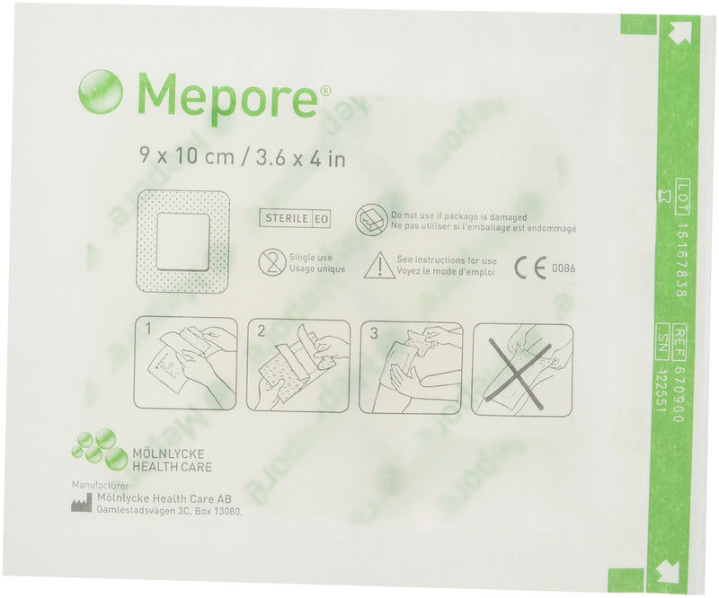 Mepore 670900 Dressing Adhesive, Island, Non Woven Fabric, Semi-Permeable Backing, Sterile, 9 cm x 10 cm (Pack of 50) Single - BeesActive Australia
