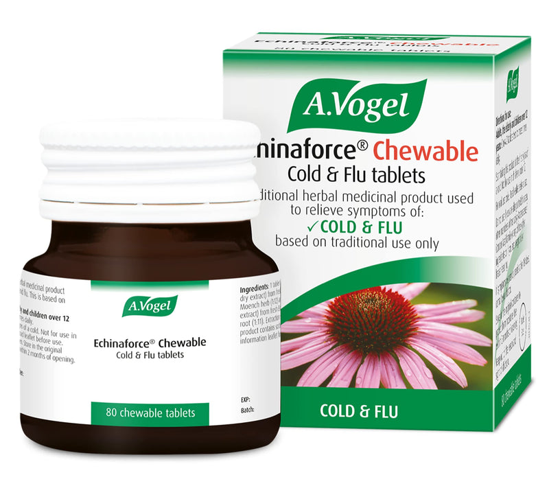 A.Vogel Echinaforce Chewable Cold & Flu Tablets | Relieve Cold & Flu Symptoms | Extracts of Fresh Echinacea | 80 Tablets 80 Count (Pack of 1) - BeesActive Australia