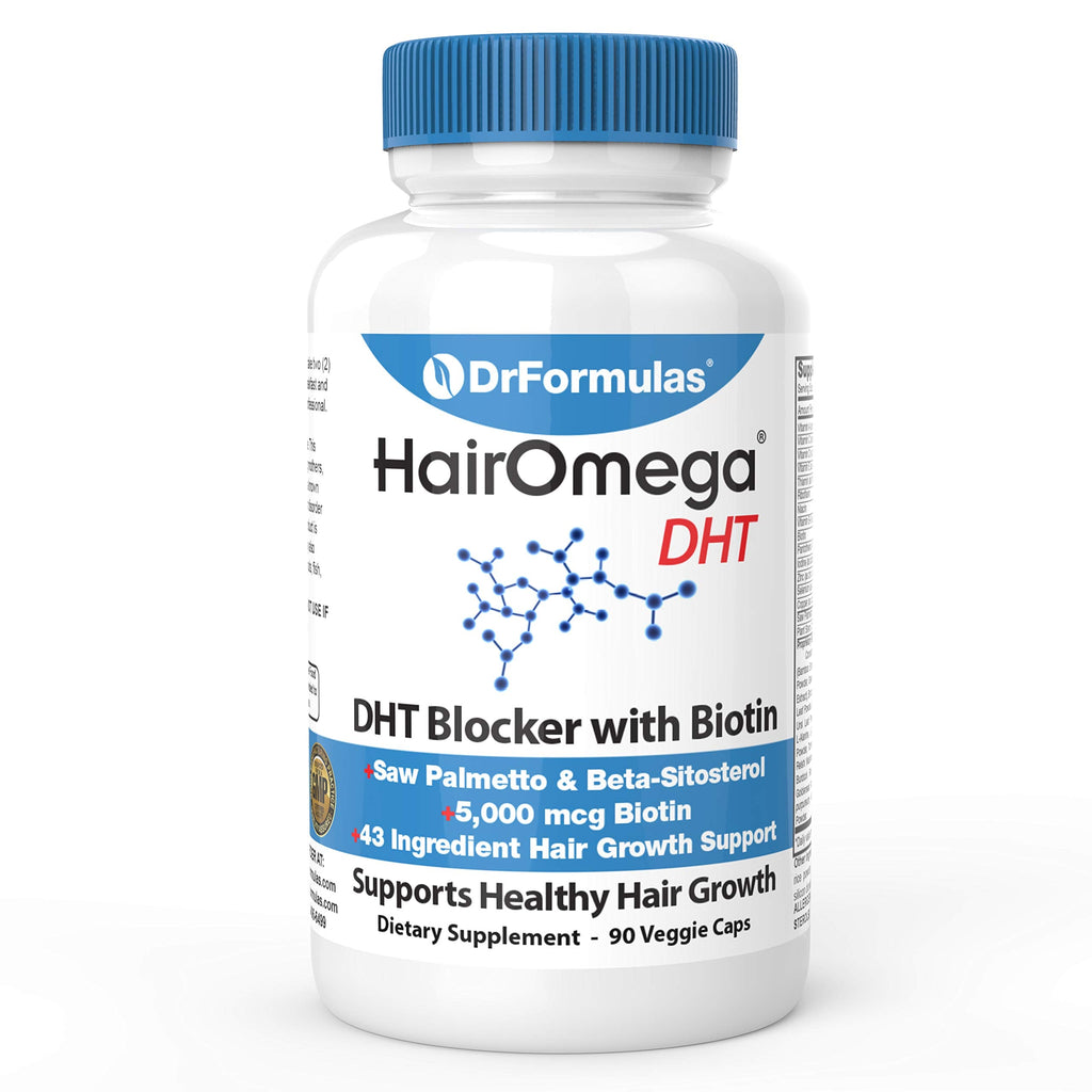 DrFormulas DHT Blocker for Men and Women | HairOmega Advanced Hair Growth Supplements with Biotin 5000 mcg | Hair Loss Vitamins Pills, 45 Day Supply - BeesActive Australia