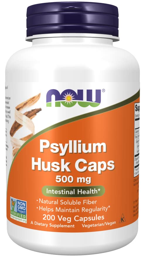 Now Foods, Psyllium Husks, 500mg, 200 Vegan Capsules, Lab-Tested, SOYA Free, Gluten Free, Vegetarian, Non-GMO - BeesActive Australia