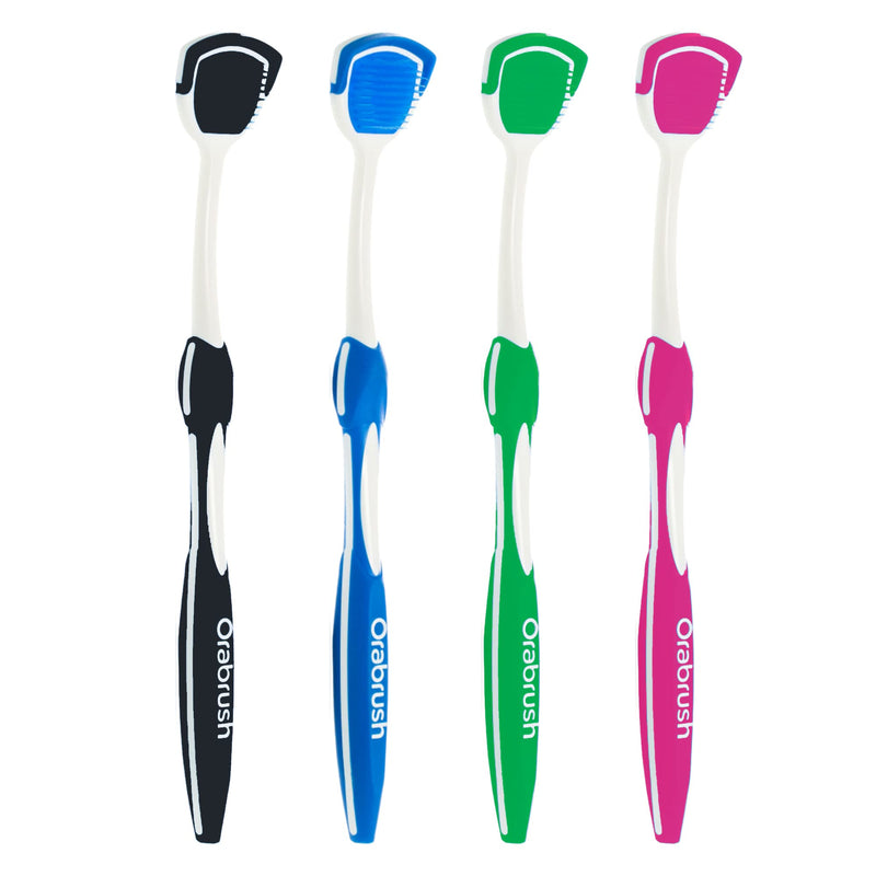 Orabrush Tongue Scraper, Tongue Cleaner Helps Fight Bad Breath, 4 Tongue Scrapers 4 Count (Pack of 1) Multicolored - BeesActive Australia