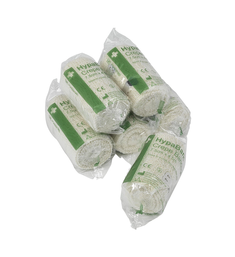 Safety First Aid Group Crepe Cotton Bandages 7.5 x 4.5 m (Pack of 6) Single 7.5 cm x 4.5 m (Pack of 6) - BeesActive Australia