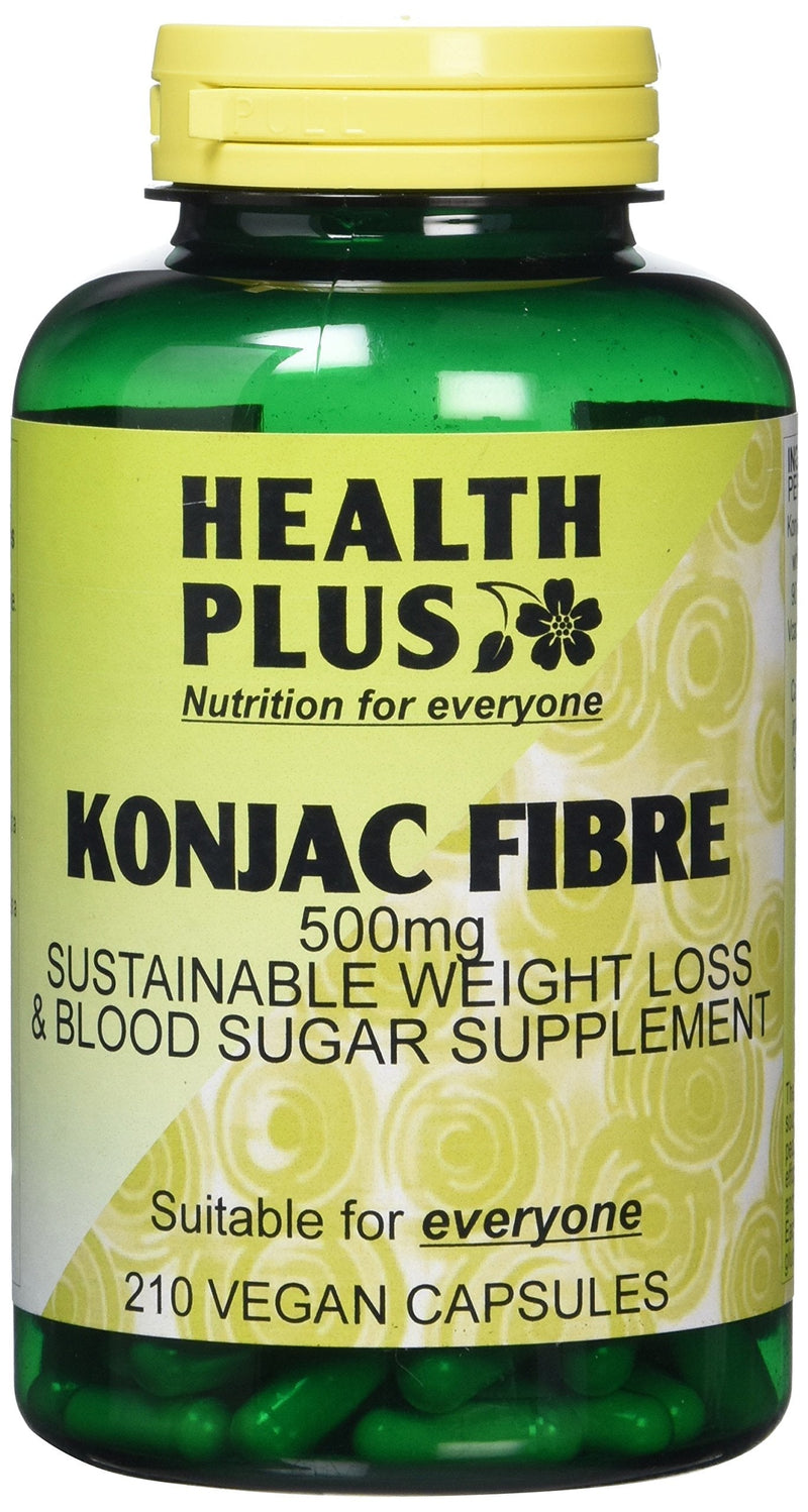 Health Plus Konjac Fibre 500mg (Glucomannan) Slimming and Weight Control Supplement - 210 Gelatin Free Capsules - BeesActive Australia