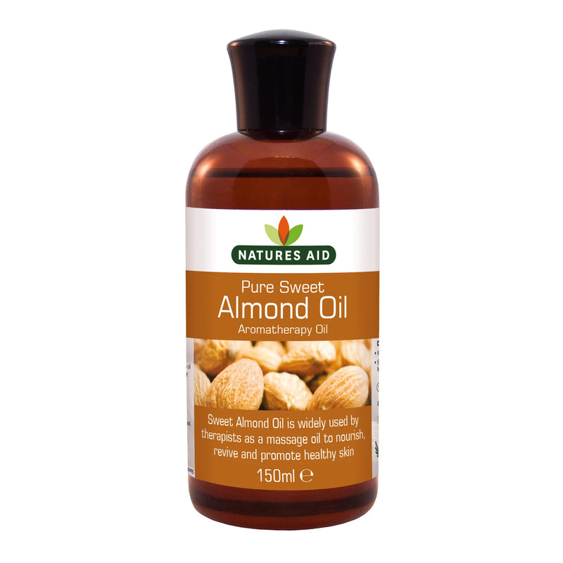 Natures Aid Almond Oil, Pure, Sweet Almond Oil, Massage Oil, Suited to Dry, Sensitive Skin, 150 ml (Pack of 1) - BeesActive Australia
