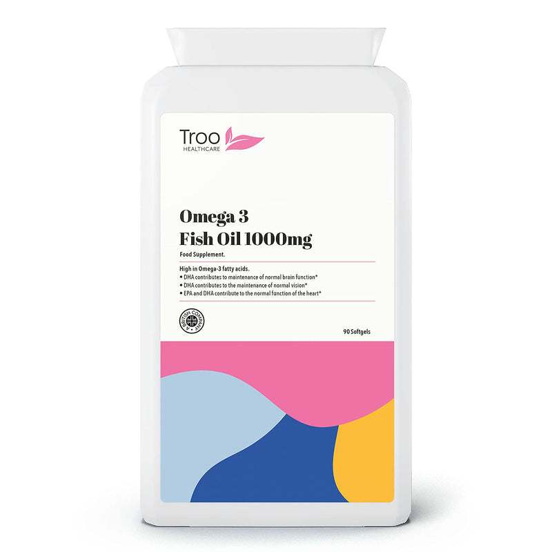 Omega 3 Fish Oils 1000mg 90 Capsules | High Strength Daily Omega 3 Fatty Acid Supplement with DHA and EPA | UK Manufactured to GMP Standards - BeesActive Australia