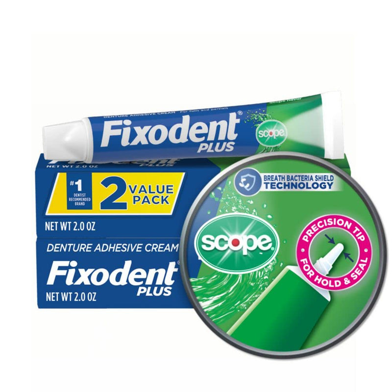 Fixodent Food Seal Plus Scope Denture Adhesive Cream Twin Pack 120ml - BeesActive Australia