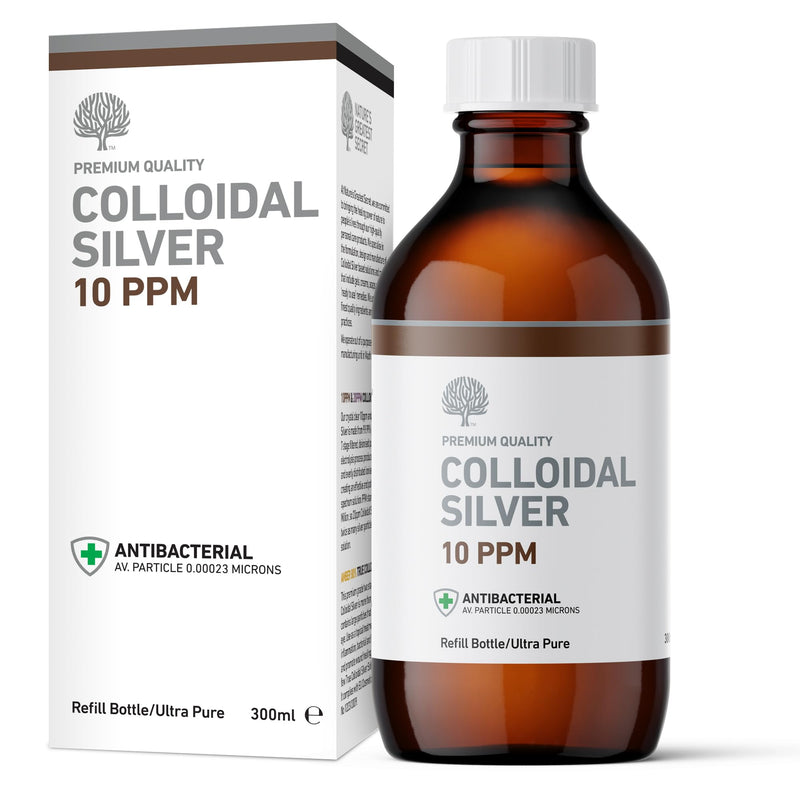Nature's Greatest Secret Premium Quality Antibacterial 10ppm Colloidal Silver Bottle 300ml Natural 300 ml (Pack of 1) - BeesActive Australia
