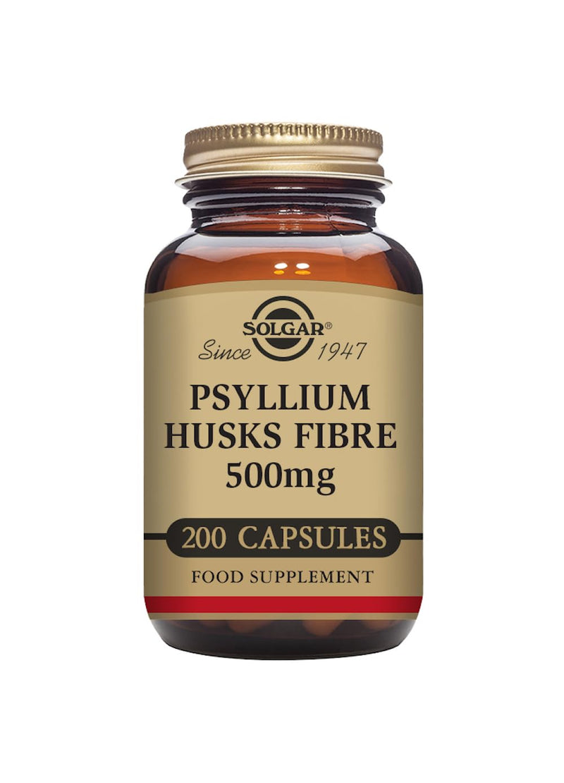Solgar Psyllium Husks Fibre 500 mg Vegetable Capsules - Pack of 200 - High in Soluble Fibre - Vegan - BeesActive Australia