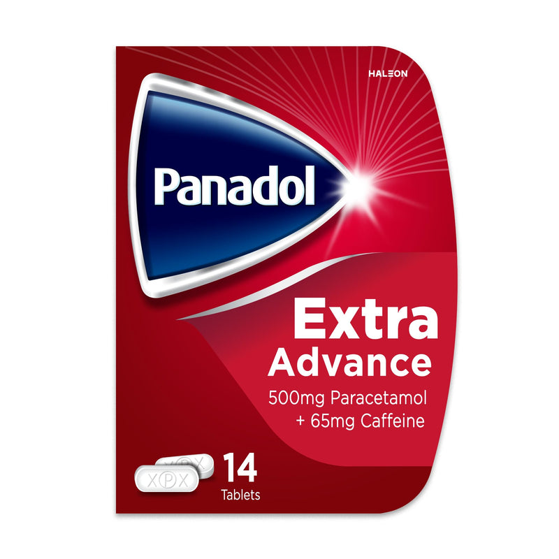 Panadol, Paracetamol Caffeine Pain Relief Tablets 500mg/65mg Extra Advance, Red, 14 Count Extra Advance Tablets - BeesActive Australia